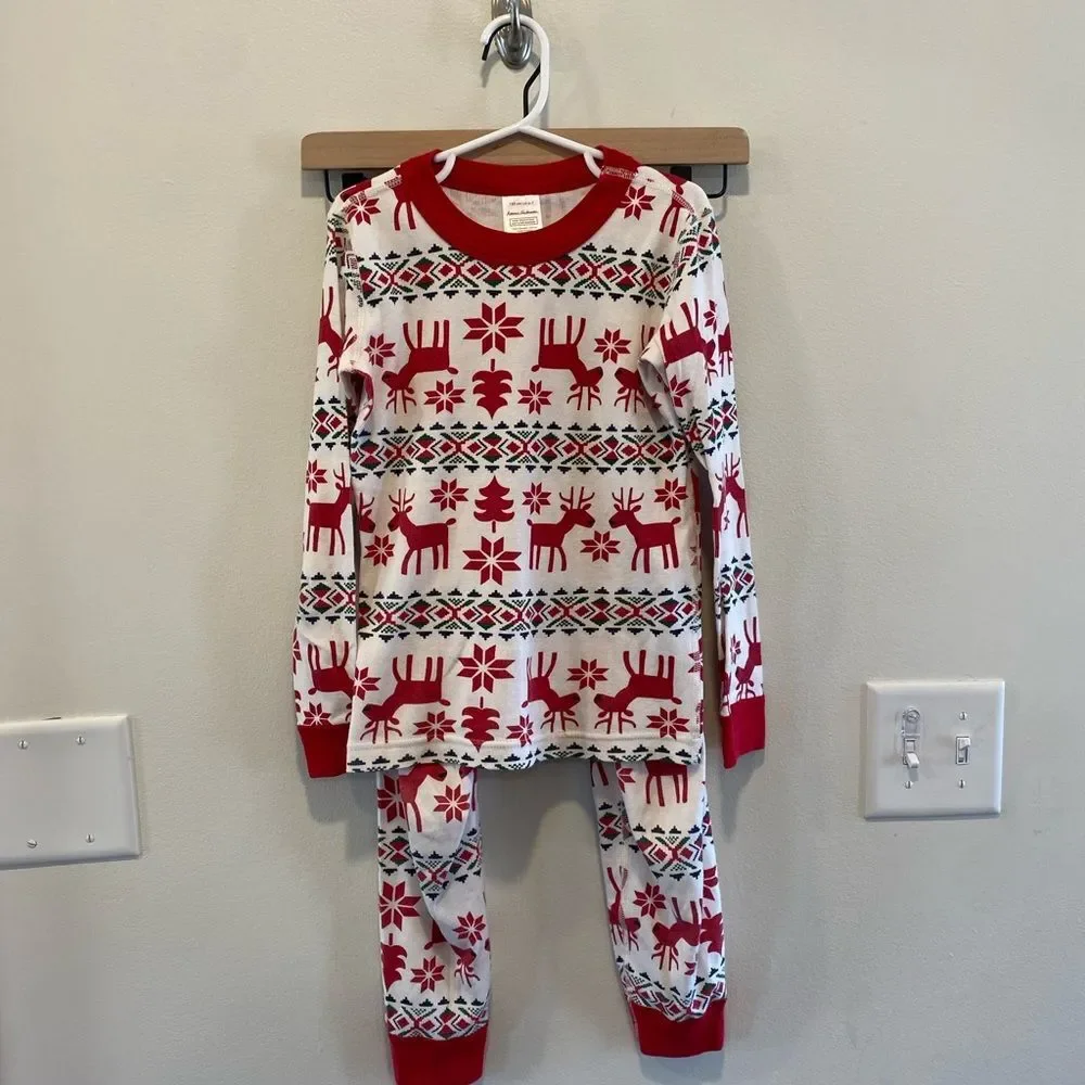 Hanna Andersson Dear Deer Long John Pajama Set size 120 6-7 Christmas Holiday